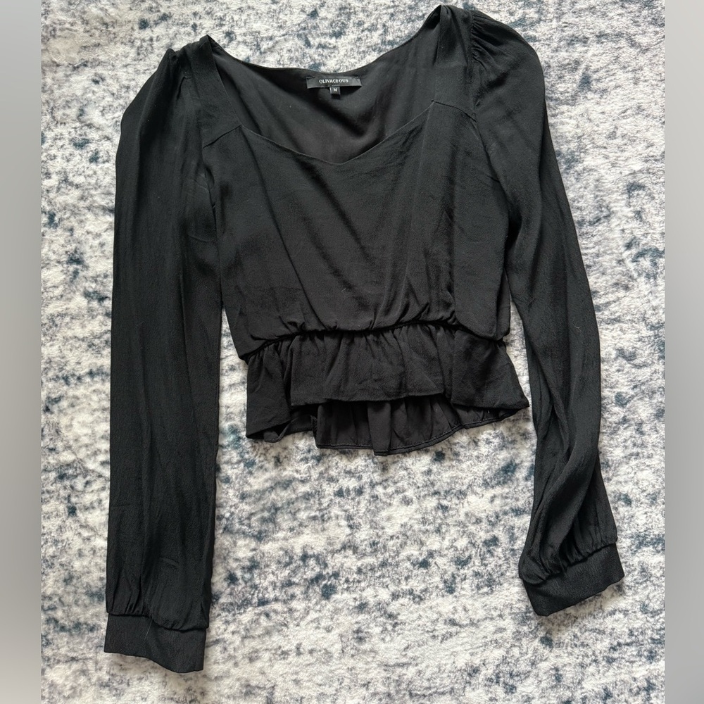 Olivaceous Black Long Sleeve Top